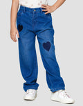 Little M Heart Embro Celana Panjang Denim Anak Perempuan