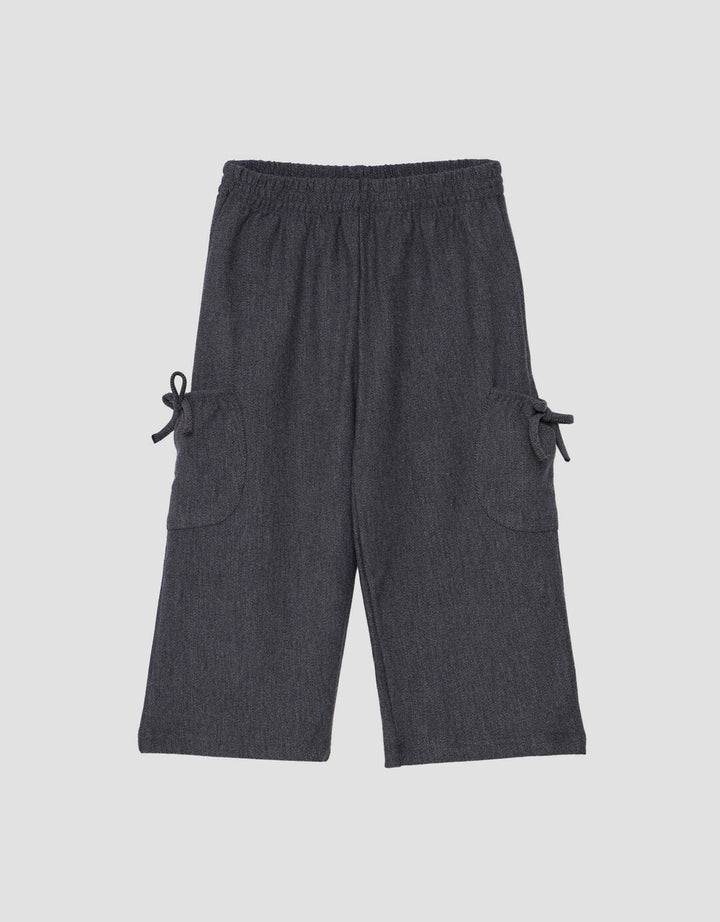 Little M Pocket Samping Twill Knit Celana Panjang Anak Perempuan