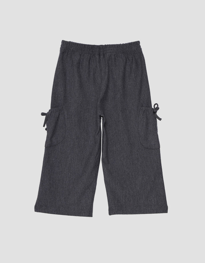 Little M Pocket Samping Twill Knit Celana Panjang Anak Perempuan