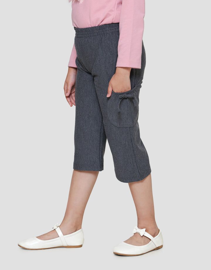 Little M Pocket Samping Twill Knit Celana Panjang Anak Perempuan