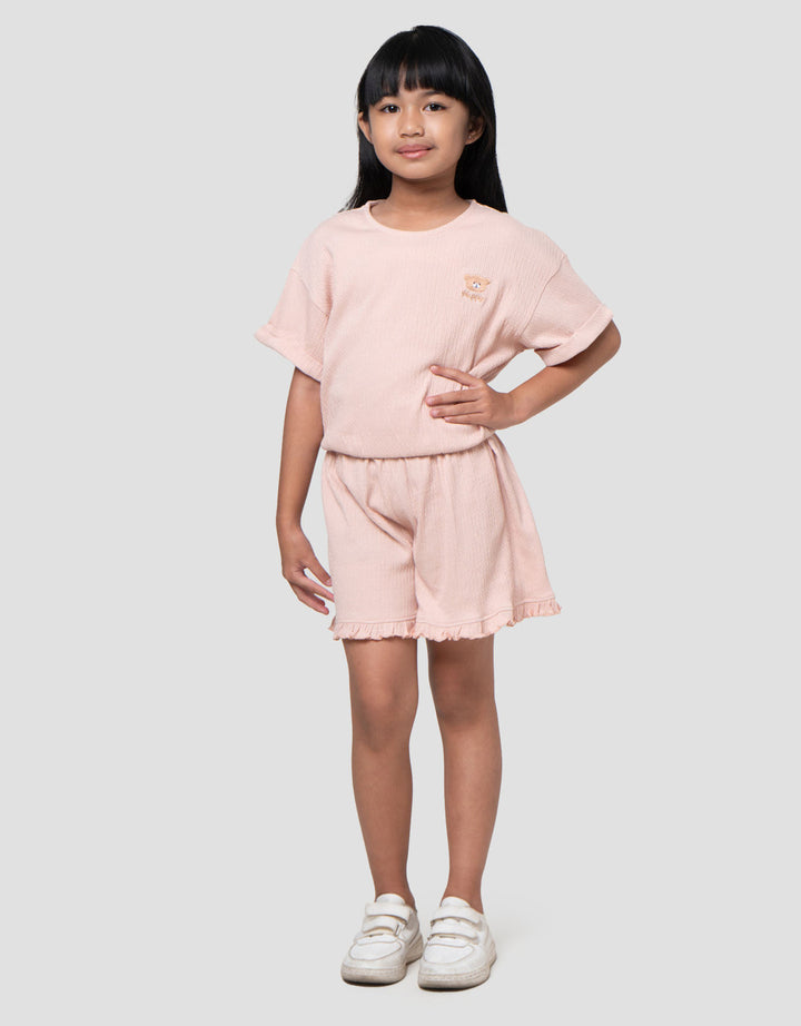 Little M Tekstur Karet Bawah Setelan Anak Perempuan