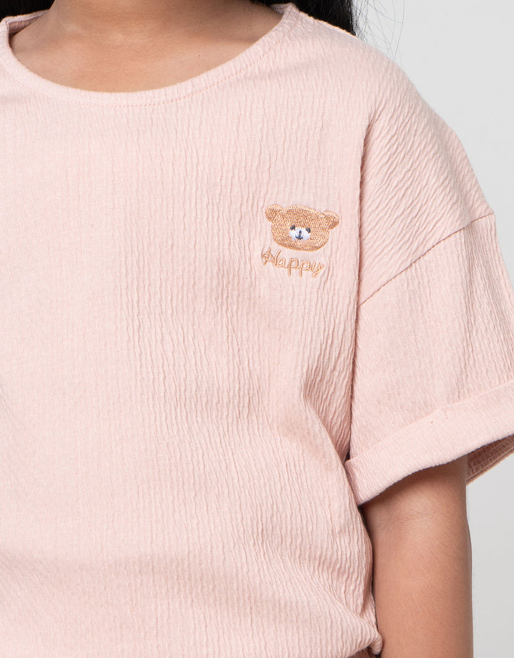 Little M Tekstur Karet Bawah Setelan Anak Perempuan