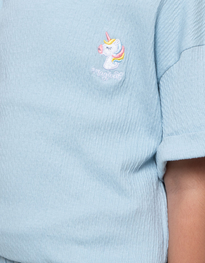 Little M Tekstur Karet Bawah Setelan Anak Perempuan