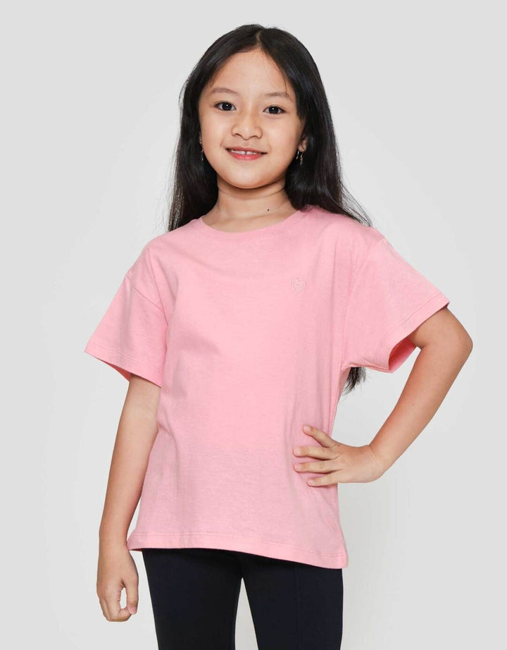 Little M Reg Bordir Bunga Heart Kaos Anak Perempuan