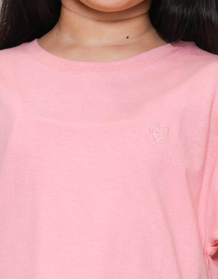 Little M Reg Bordir Bunga Heart Kaos Anak Perempuan