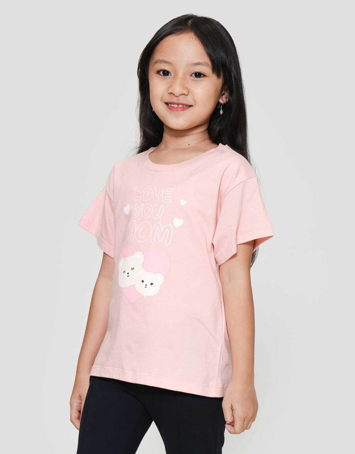 Little M Print Tee Love You Mom Kaos Anak Perempuan