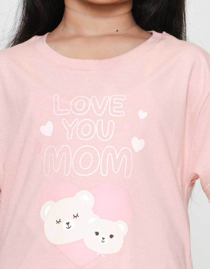 Little M Print Tee Love You Mom Kaos Anak Perempuan