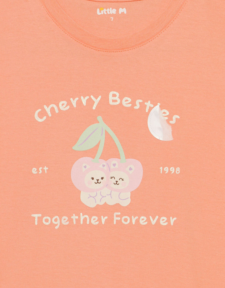 Little M Cherry Besties Kaos Anak Perempuan