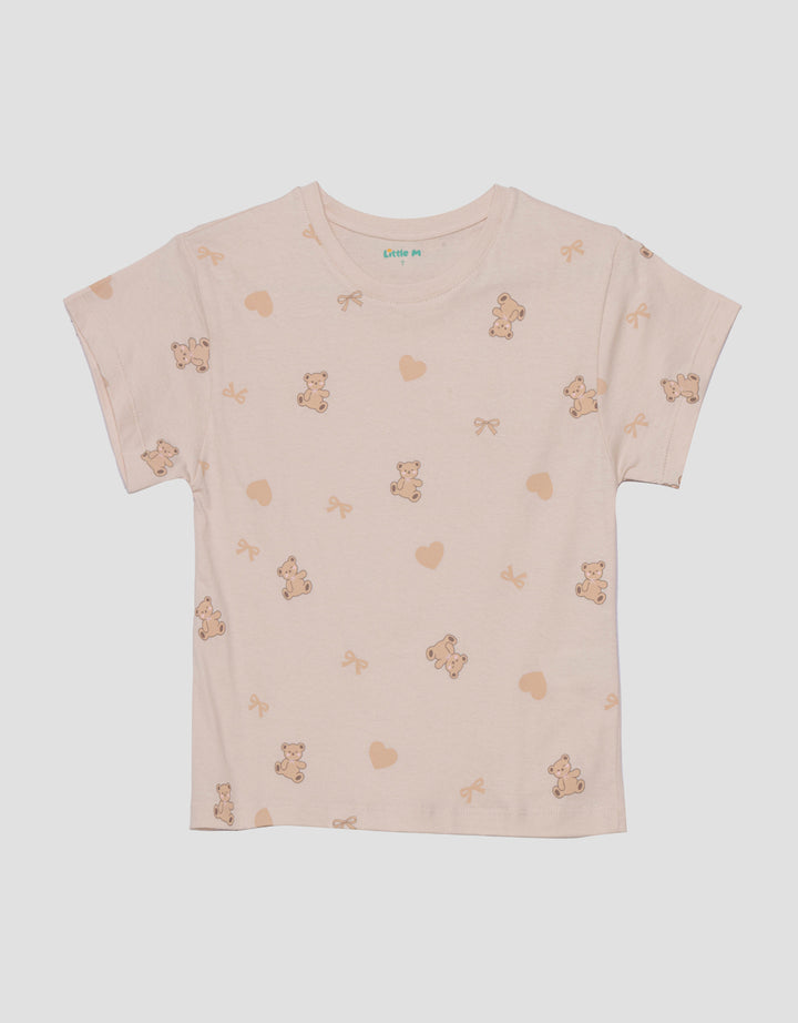 Little M Print Aop Bear Kaos Anak Perempuan