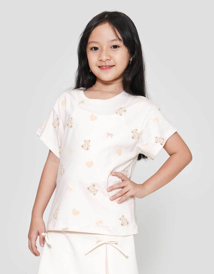 Little M Print Aop Bear Kaos Anak Perempuan