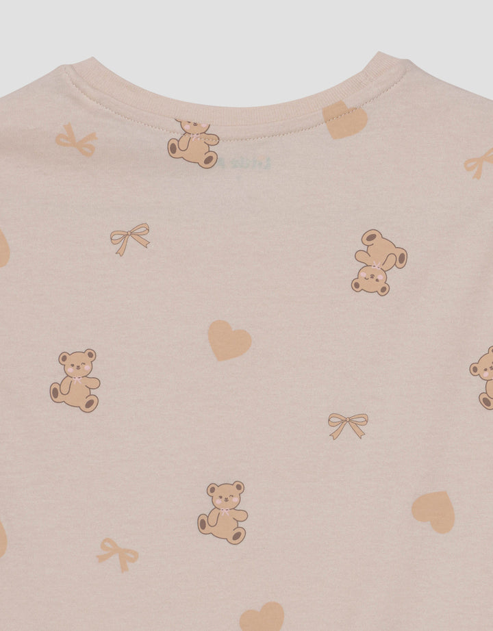 Little M Print Aop Bear Kaos Anak Perempuan