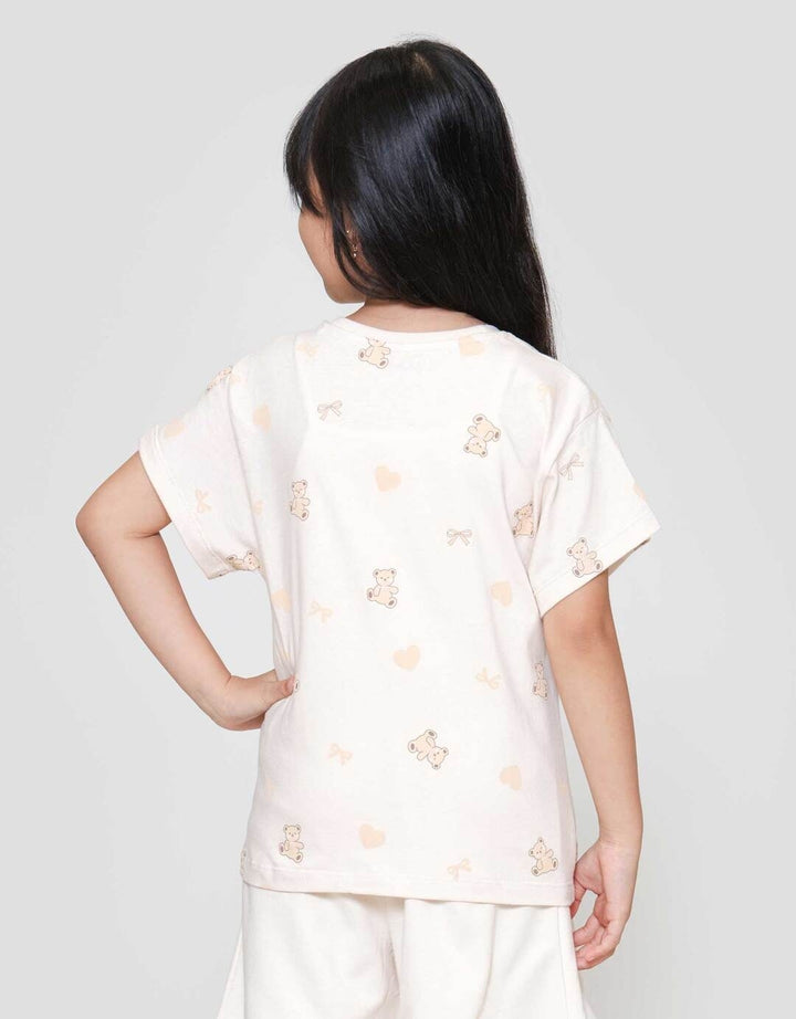 Little M Print Aop Bear Kaos Anak Perempuan