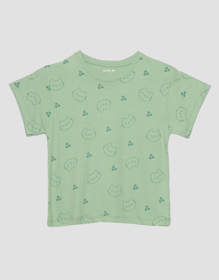 Little M Aop Cat Kaos Anak Perempuan