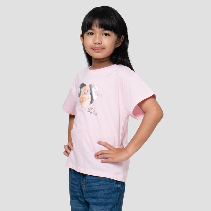 Little M Foil Cat Kaos Anak Perempuan