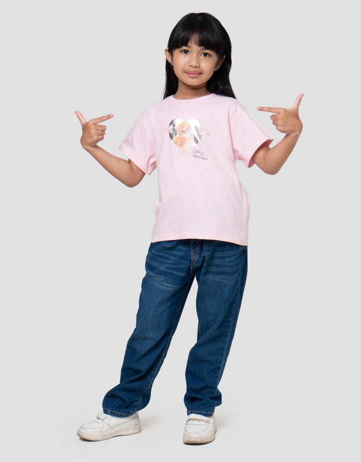 Little M Foil Cat Kaos Anak Perempuan