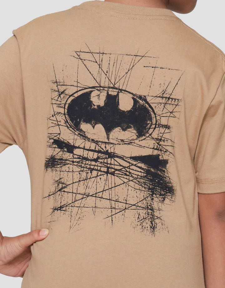 Character Batman Logo Dpn Flocking Print Kaos Anak Laki-laki