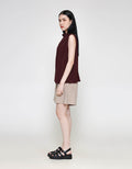 ZES Drappy Neck Blouse Wanita MPRWT016