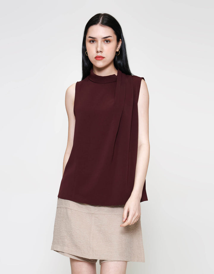 ZES Drappy Neck Blouse Wanita MPRWT016