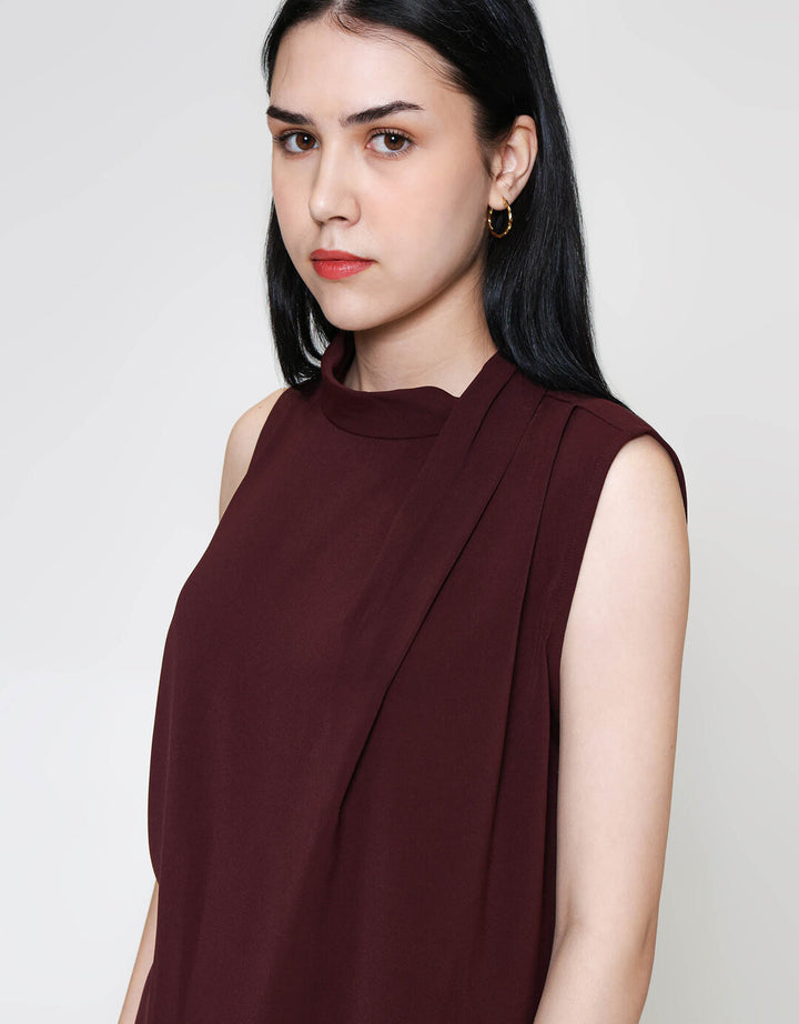 ZES Drappy Neck Blouse Wanita MPRWT016