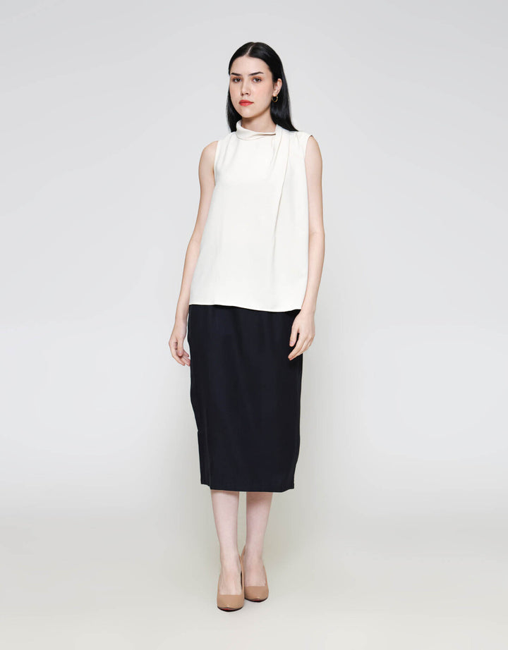 ZES Drappy Neck Blouse Wanita MPRWT016