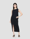 ZES Sleeveless With Gold Buckle On Shoulder Blouse Wanita MPRWT011