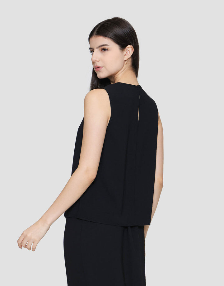 ZES Sleeveless With Gold Buckle On Shoulder Blouse Wanita MPRWT011