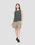ZES Sleeveless With Gold Buckle On Shoulder Blouse Wanita MPRWT011