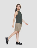 ZES Sleeveless With Gold Buckle On Shoulder Blouse Wanita MPRWT011