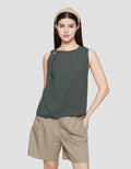 ZES Sleeveless With Gold Buckle On Shoulder Blouse Wanita MPRWT011