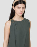 ZES Sleeveless With Gold Buckle On Shoulder Blouse Wanita MPRWT011