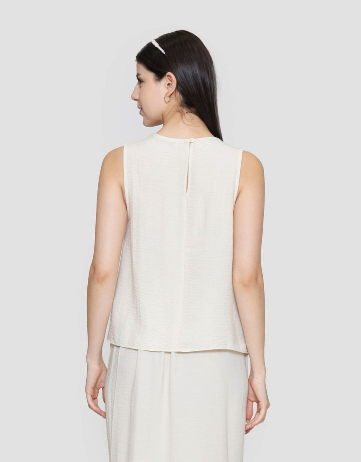 ZES Sleeveless With Gold Buckle On Shoulder Blouse Wanita MPRWT011