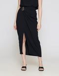 ZES Drape With Gold Buckle Rok Midi Wanita MPRWB006