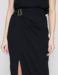 ZES Drape With Gold Buckle Rok Midi Wanita MPRWB006