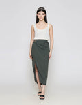ZES Drape With Gold Buckle Rok Midi Wanita MPRWB006