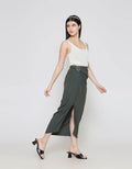 ZES Drape With Gold Buckle Rok Midi Wanita MPRWB006