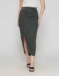 ZES Drape With Gold Buckle Rok Midi Wanita MPRWB006