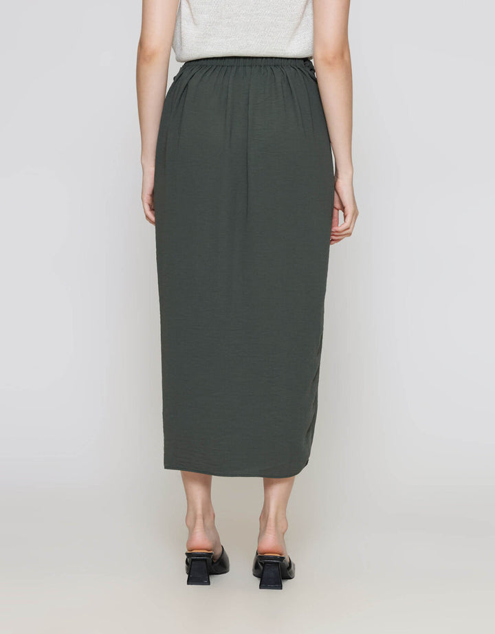 ZES Drape With Gold Buckle Rok Midi Wanita MPRWB006