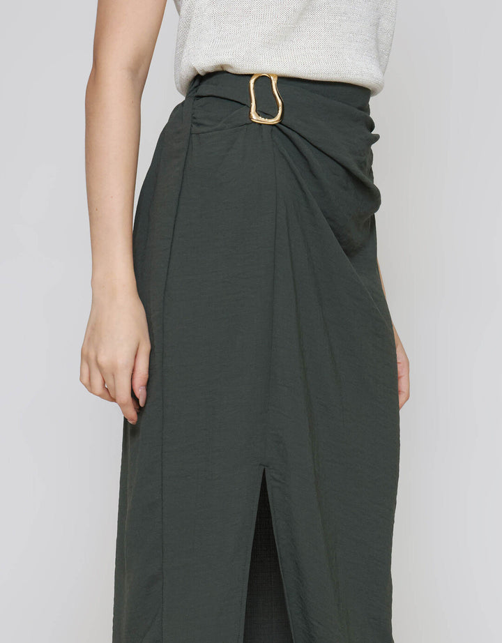 ZES Drape With Gold Buckle Rok Midi Wanita MPRWB006