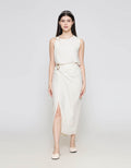 ZES Drape With Gold Buckle Rok Midi Wanita MPRWB006