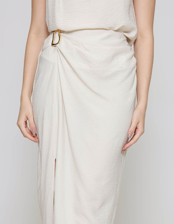 ZES Drape With Gold Buckle Rok Midi Wanita MPRWB006
