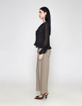 ZES See Thru Ruffle Blouse Wanita MPRWT012