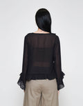 ZES See Thru Ruffle Blouse Wanita MPRWT012