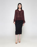ZES See Thru Ruffle Blouse Wanita MPRWT012