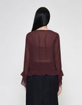 ZES See Thru Ruffle Blouse Wanita MPRWT012