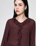 ZES See Thru Ruffle Blouse Wanita MPRWT012