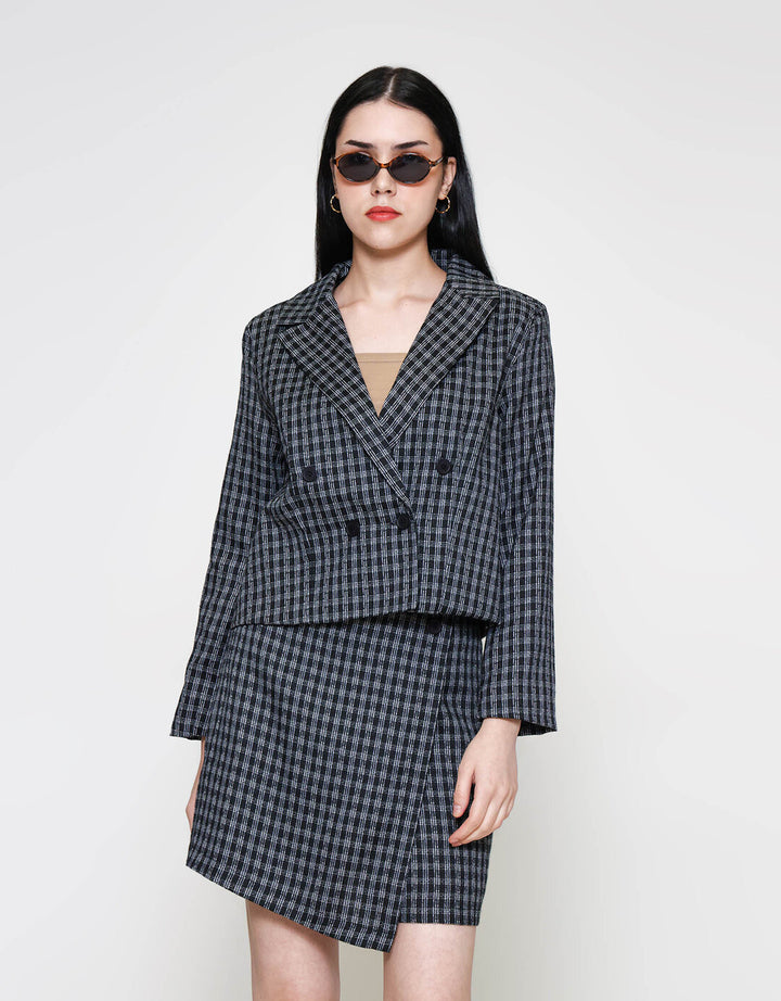ZES Houndstooth Blazer Wanita MPROW009