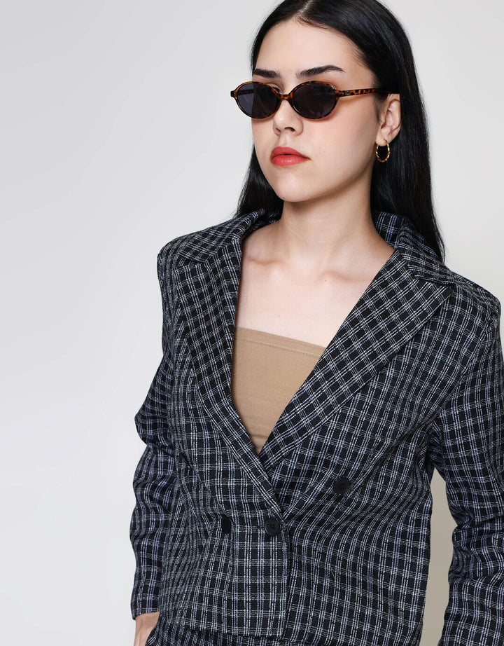 ZES Houndstooth Blazer Wanita MPROW009
