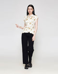 ZES Abstract Print Sleeveless With Belt Kemeja Wanita MPRWT013