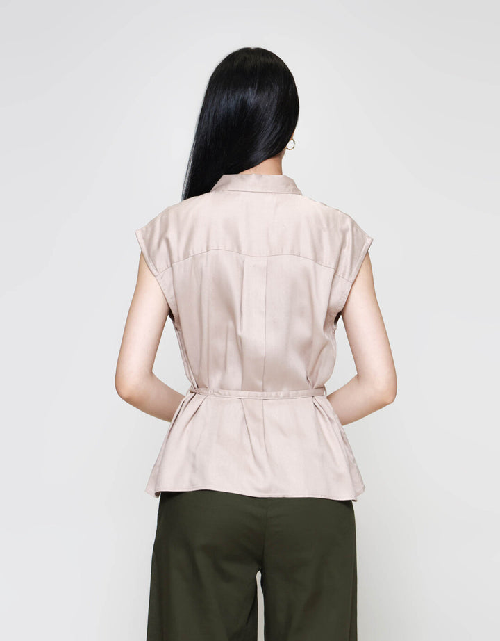 ZES Sleeveless With Belt Kemeja Wanita MPRWT014
