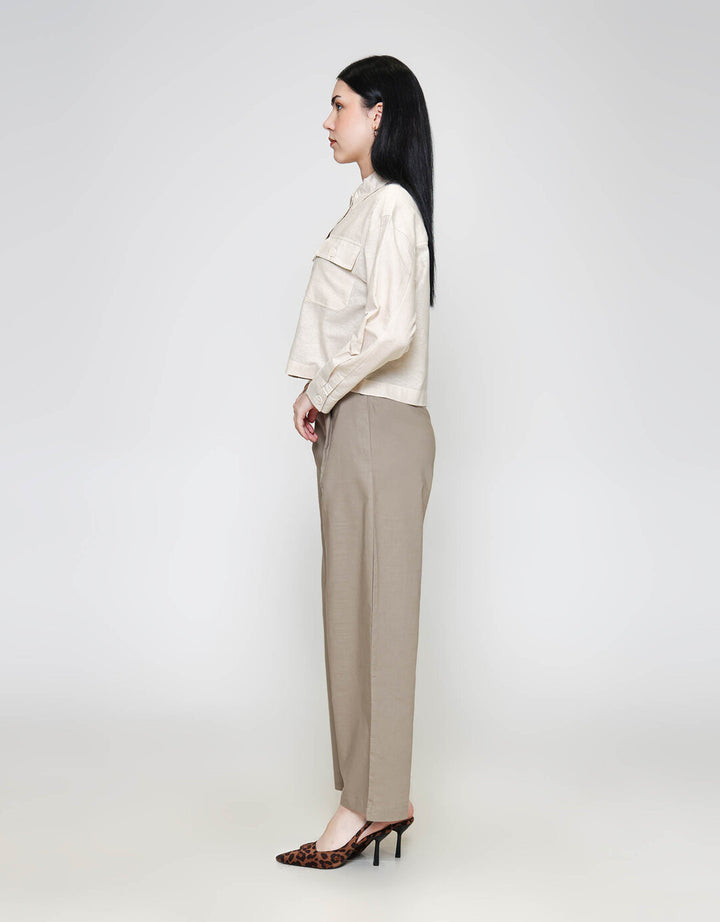 ZES Boxy Linen Look Jaket Wanita MASOW001